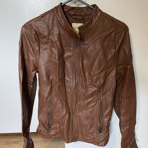 Faux Brown Leather Jacket, G.H. Bass & Co - Size S